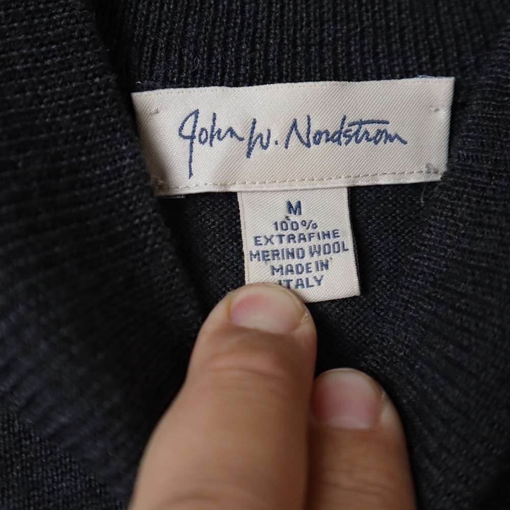 John W. Nordstrom ExtraFine Merino Wool Mock Turtleneck Sweater Mens M Italy Vtg - Picture 2 of 3
